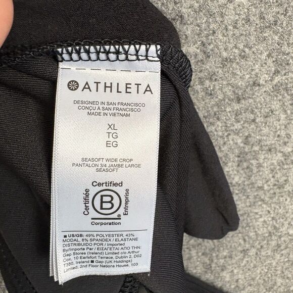 Athleta Seasoft Wide Crop Pants Womens Size XL Black Lounge Lagenlook - Picture 9 of 10